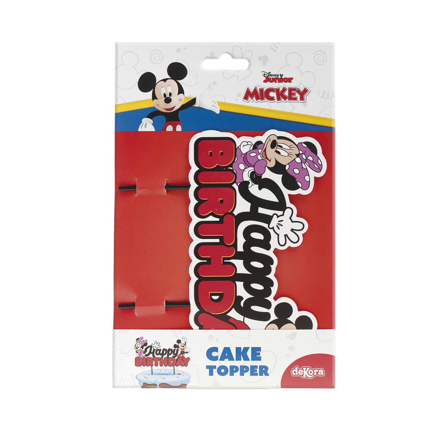 Dekora Brand Cake Decorating Supplies Box For Mickey & Minnie Paper Happy Birthday Cake Toppers Size 17.5X15Cm Idea For Parties