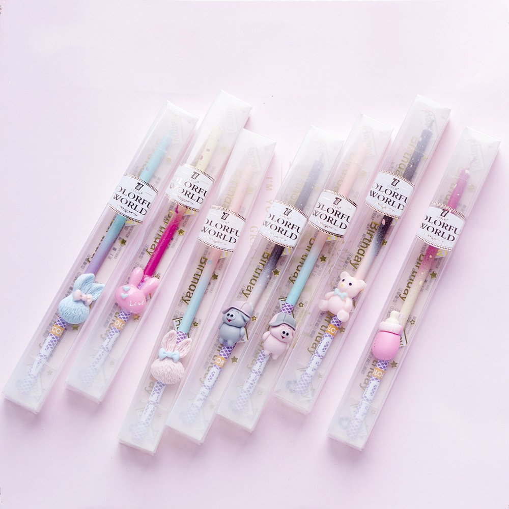 Fairy Tale Series Birthday Candles Cake Topper Slender Rod Pink Cartoon Bear Bottle Bunny Birthday Party Cake Decorations Candle