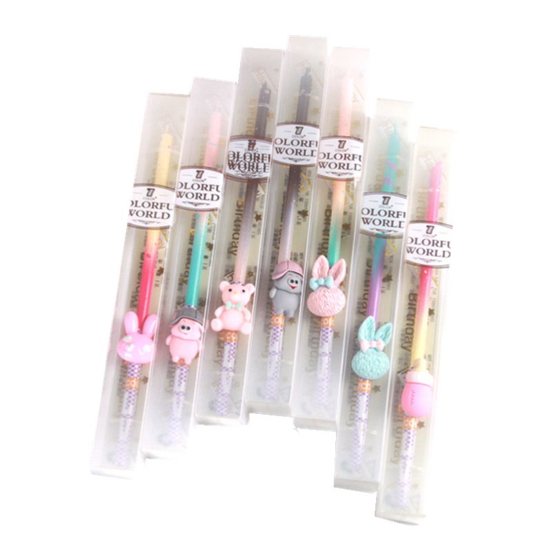 Fairy Tale Series Birthday Candles Cake Topper Slender Rod Pink Cartoon Bear Bottle Bunny Birthday Party Cake Decorations Candle