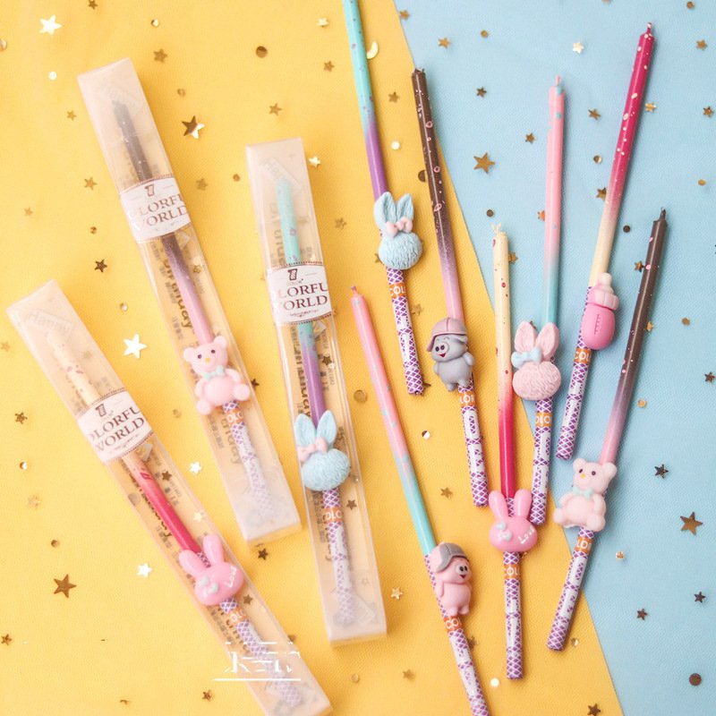 Fairy Tale Series Birthday Candles Cake Topper Slender Rod Pink Cartoon Bear Bottle Bunny Birthday Party Cake Decorations Candle