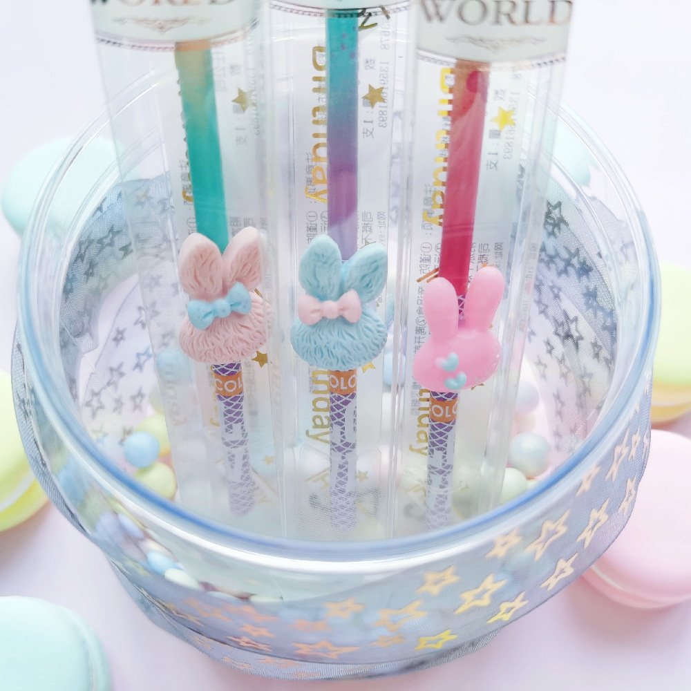 Fairy Tale Series Birthday Candles Cake Topper Slender Rod Pink Cartoon Bear Bottle Bunny Birthday Party Cake Decorations Candle