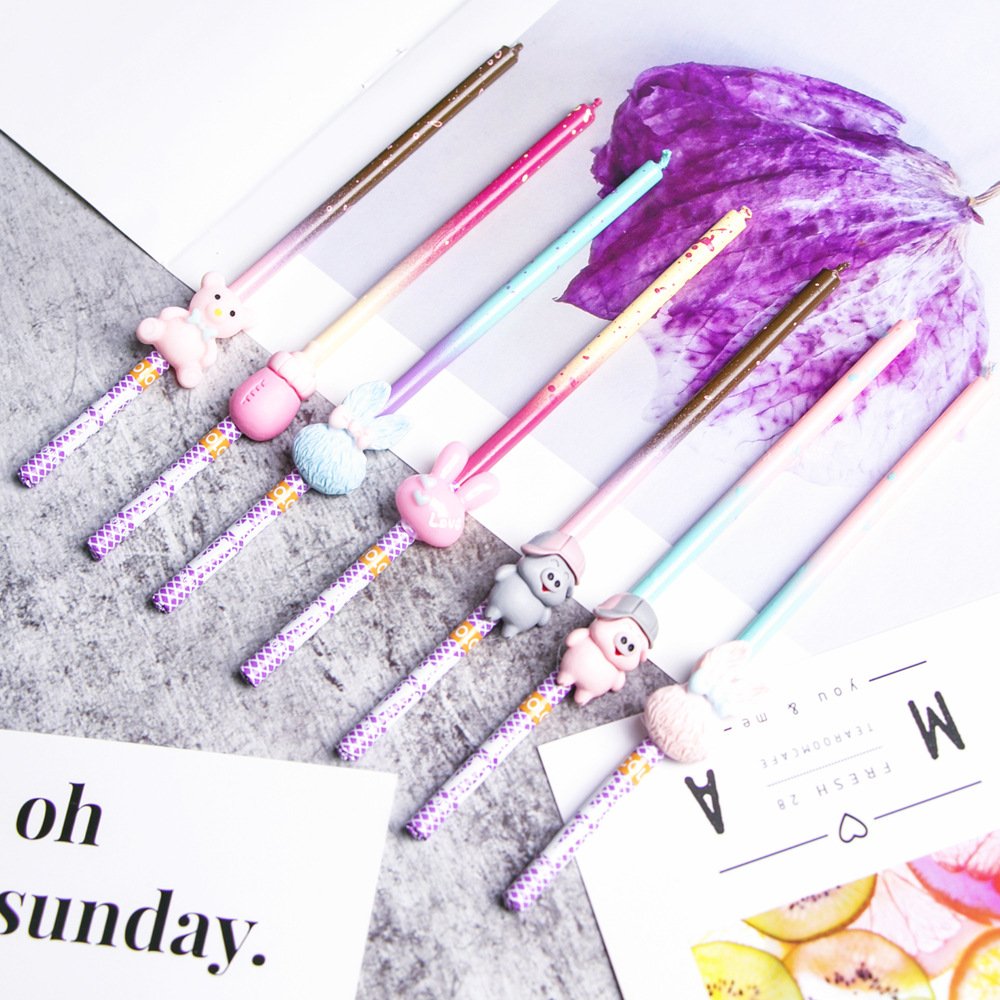 Fairy Tale Series Birthday Candles Cake Topper Slender Rod Pink Cartoon Bear Bottle Bunny Birthday Party Cake Decorations Candle