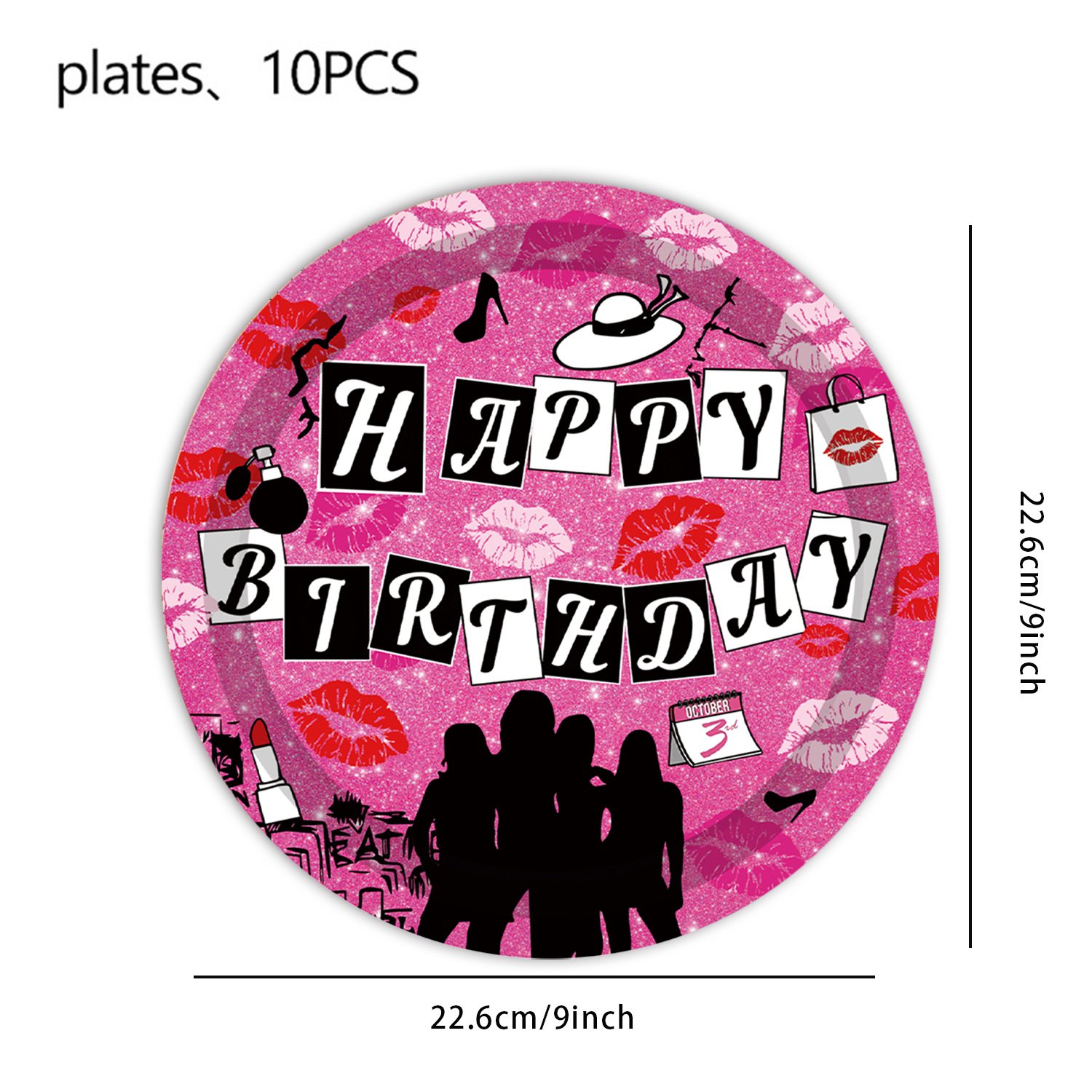 In Stock Girls Theme Party Tableware Supplies Birthday Paper Plate Flag Cake Toppers Knife Fork Spoon Tableware Decoration Set