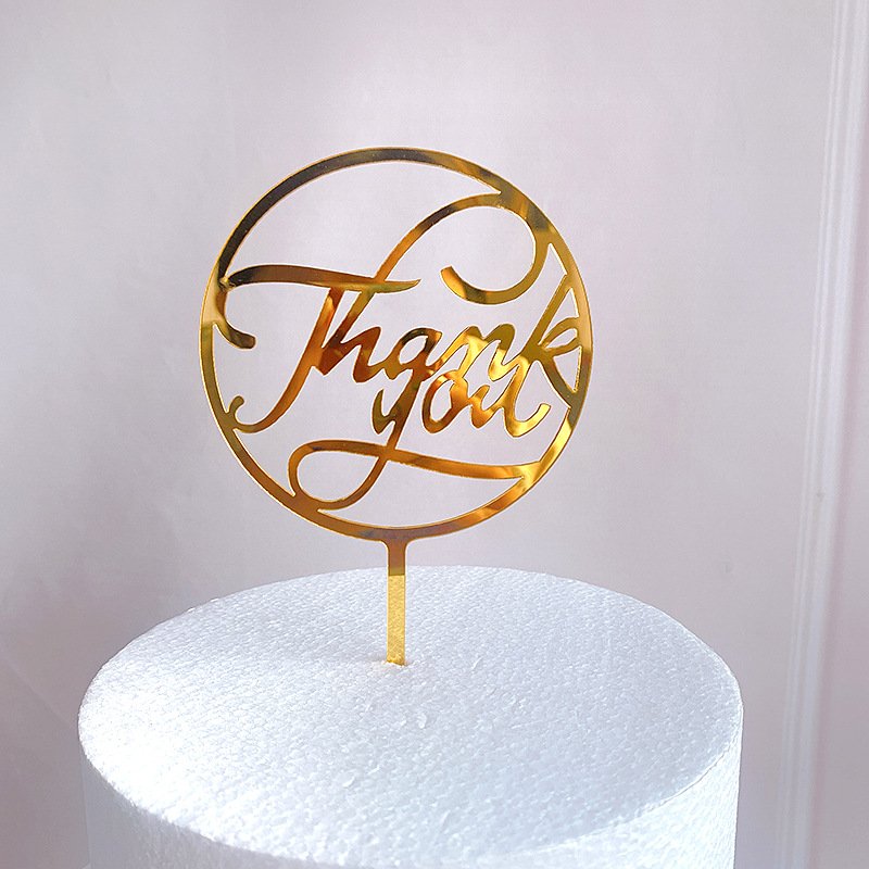 Acrylic Thank you Cake Toppers Gold Rose gold Best Wishes Cake Decorating Supplies for Birthday Party Cake Decorations Wholesale