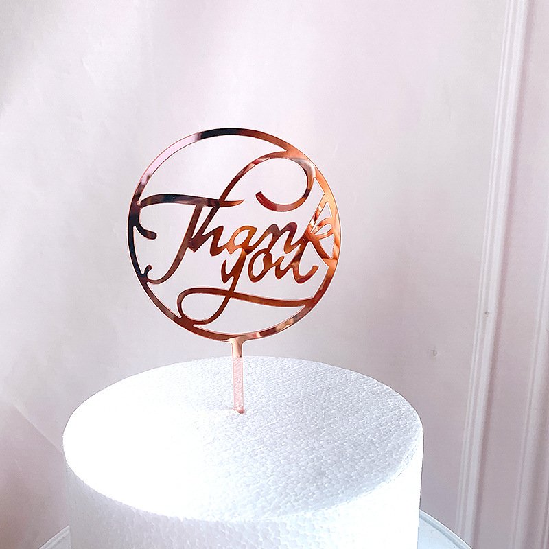 Acrylic Thank you Cake Toppers Gold Rose gold Best Wishes Cake Decorating Supplies for Birthday Party Cake Decorations Wholesale