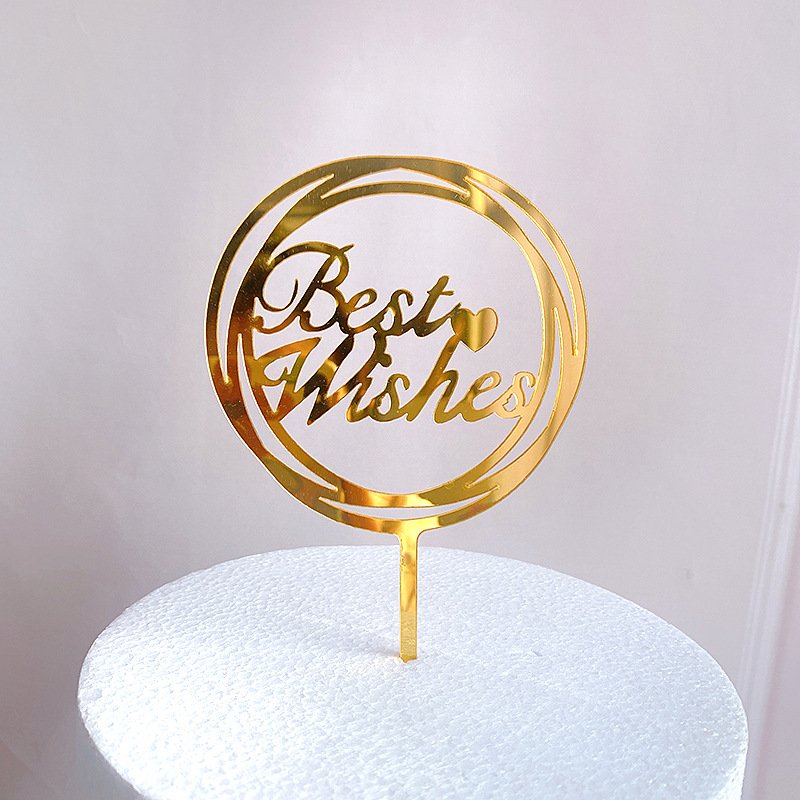 Acrylic Thank you Cake Toppers Gold Rose gold Best Wishes Cake Decorating Supplies for Birthday Party Cake Decorations Wholesale