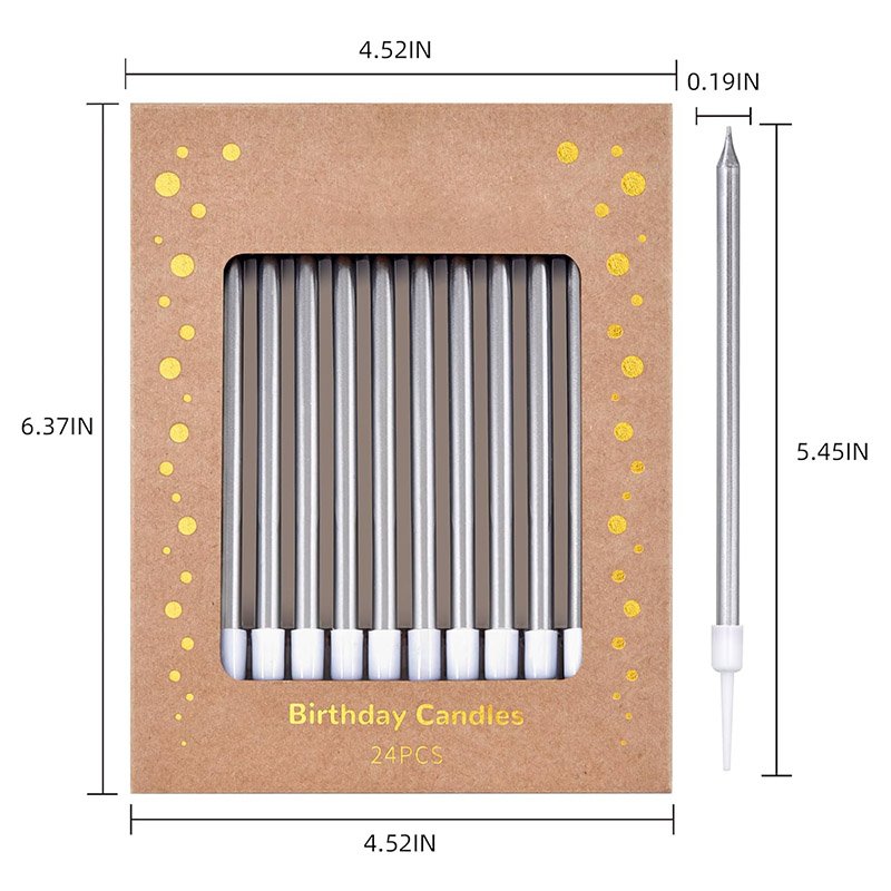 Wholesale colorful gold silver Straight Pencils cake decorating supplies electroplated pearlescent exquisite birthday candles
