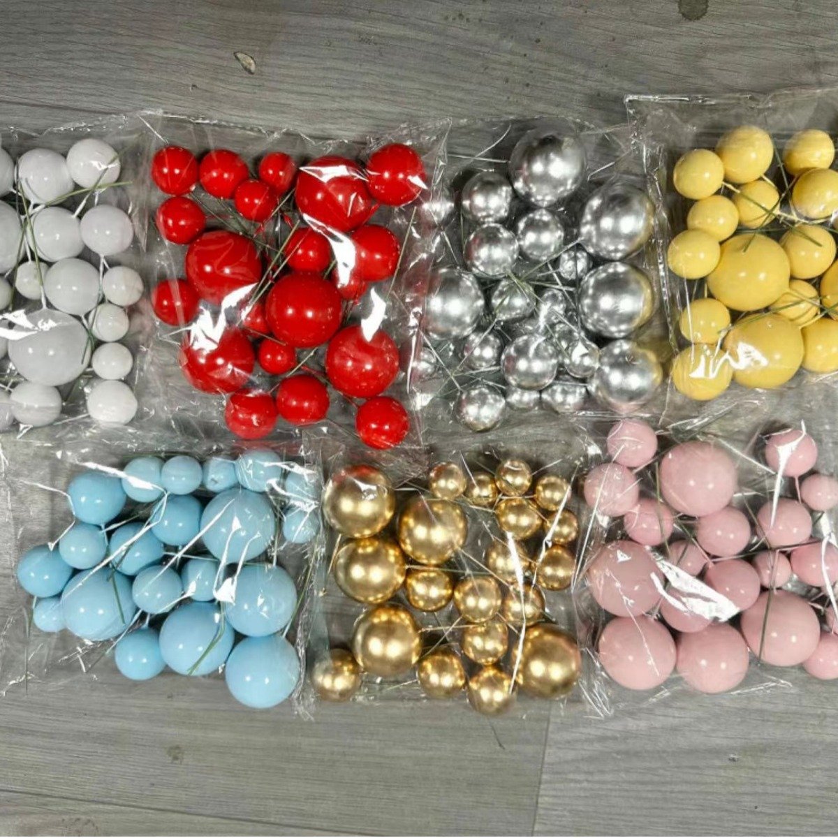 20pcs Ball Shaped Cake Topper Decoration New Faux Balls Cupcake Insert for Birthday Party Cake Supplies