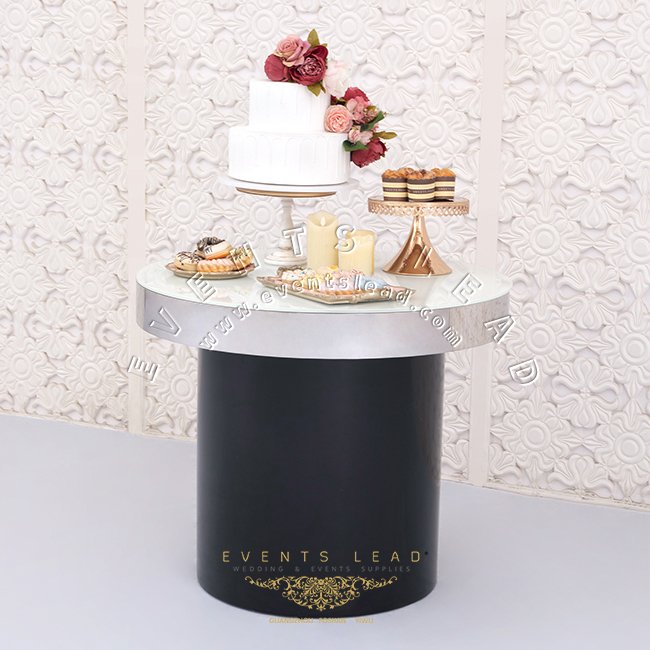 Black and gold metal dessert stand top cake display table round wedding cake table