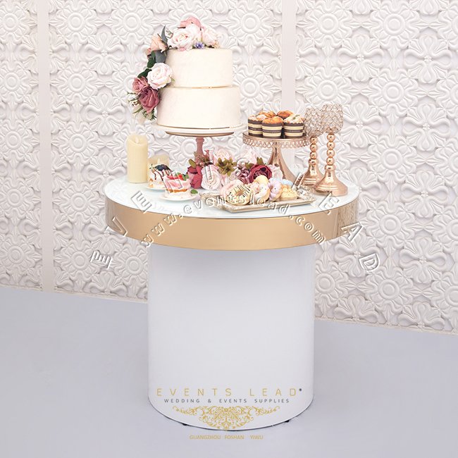 Black and gold metal dessert stand top cake display table round wedding cake table