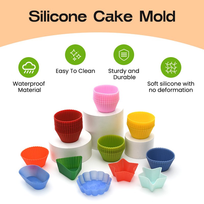 Home Kitchen Cooking Supplies Custom Cake Decorating Tools Silicone Mini Cake Molds Round Non-stick Materials