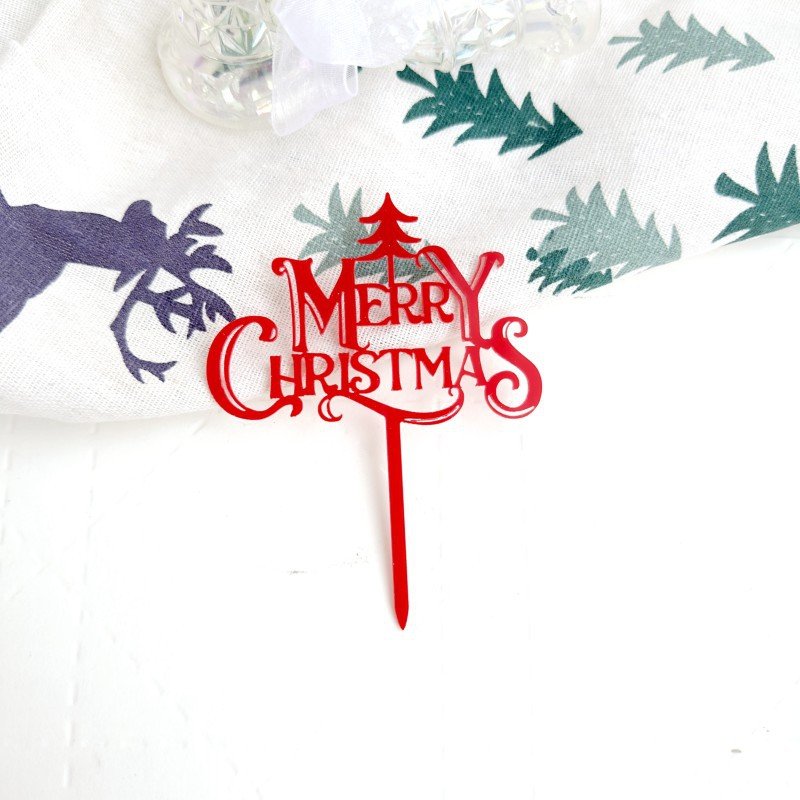 Mirror Gold Red Green Merry Christmas Engraved Cake Topper DIY Christmas Party Cake Supplies Party Cake Decor Gorgeous Xmas