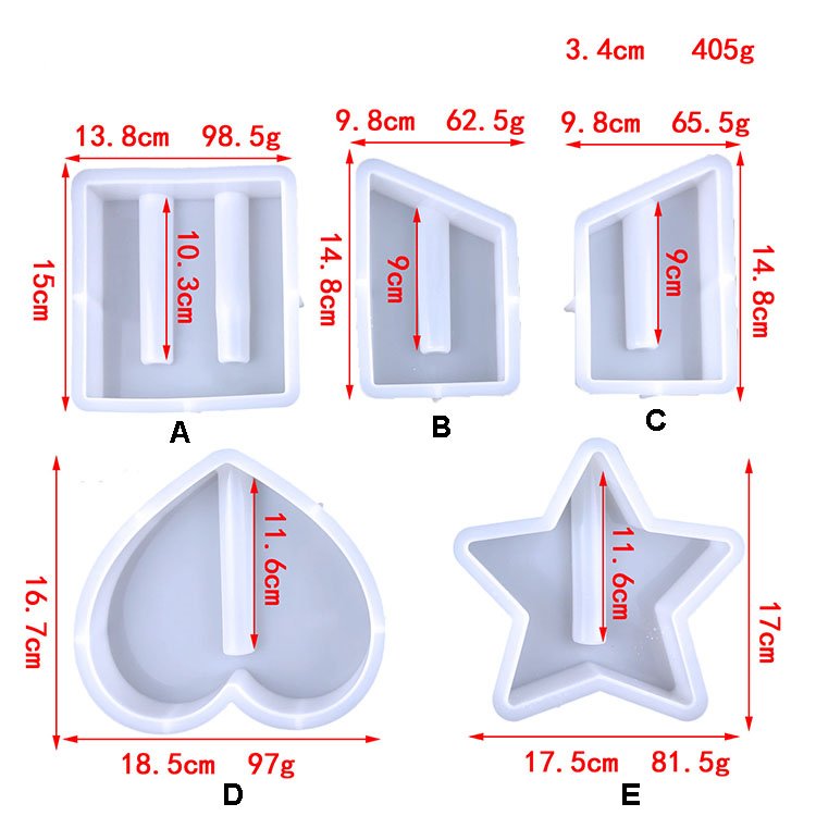 YS Square Heart Star Hydroponic Cylinder Plant Flower Pot Test Tube Vase Silicone Mold Decoration Casting Candle Plaster Tools