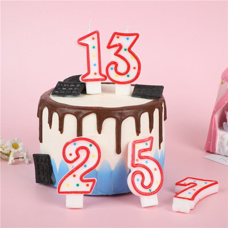 Mingsheng colorful dot child adult party number birthday candle cake decoration supply
