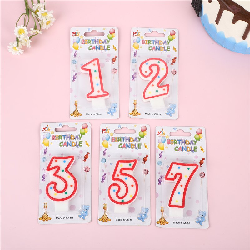 Mingsheng colorful dot child adult party number birthday candle cake decoration supply
