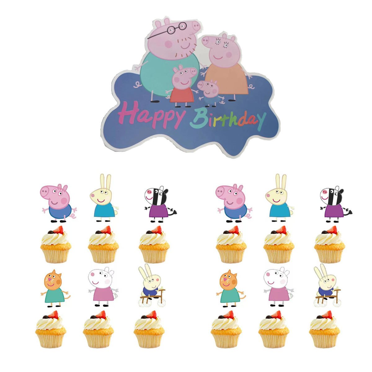 Pink Pig birthday decoration set theme party cartoon cake toppers balloons party decorations supplies cake topper paper