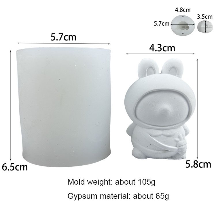 YS 3D Long Ear Rabbit Candle Silicone Mold DIY Aromatherapy No Facial Features Plaster Doll Soap Clay Plaster Desktop Decor Mold