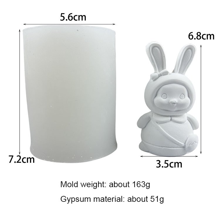 YS 3D Long Ear Rabbit Candle Silicone Mold DIY Aromatherapy No Facial Features Plaster Doll Soap Clay Plaster Desktop Decor Mold