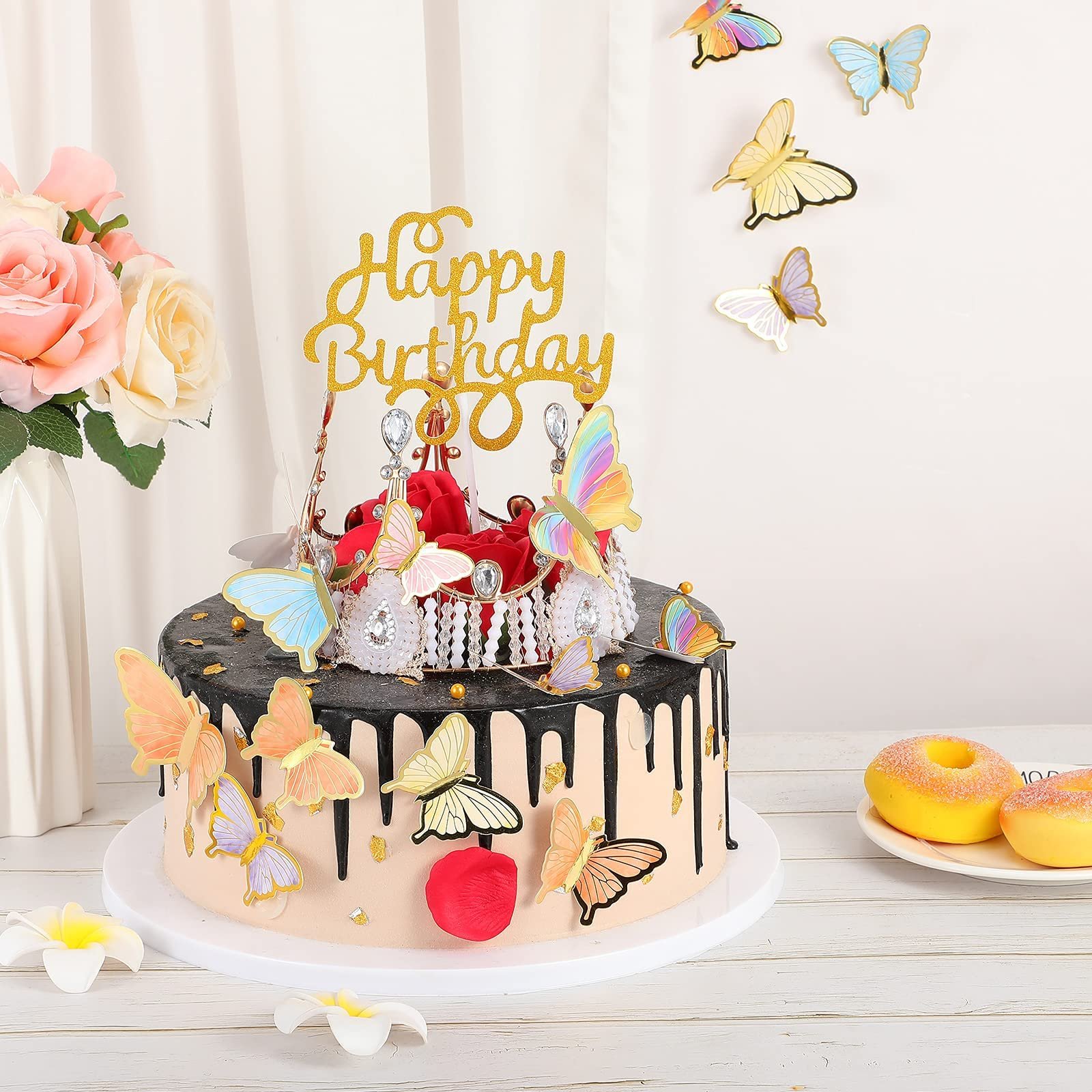 Lively 3D Butterfly Cupcake Topper Color Mixed Size Cake Food Decorations Baby Shower Girl's Birthday Butterfly Party Supplies