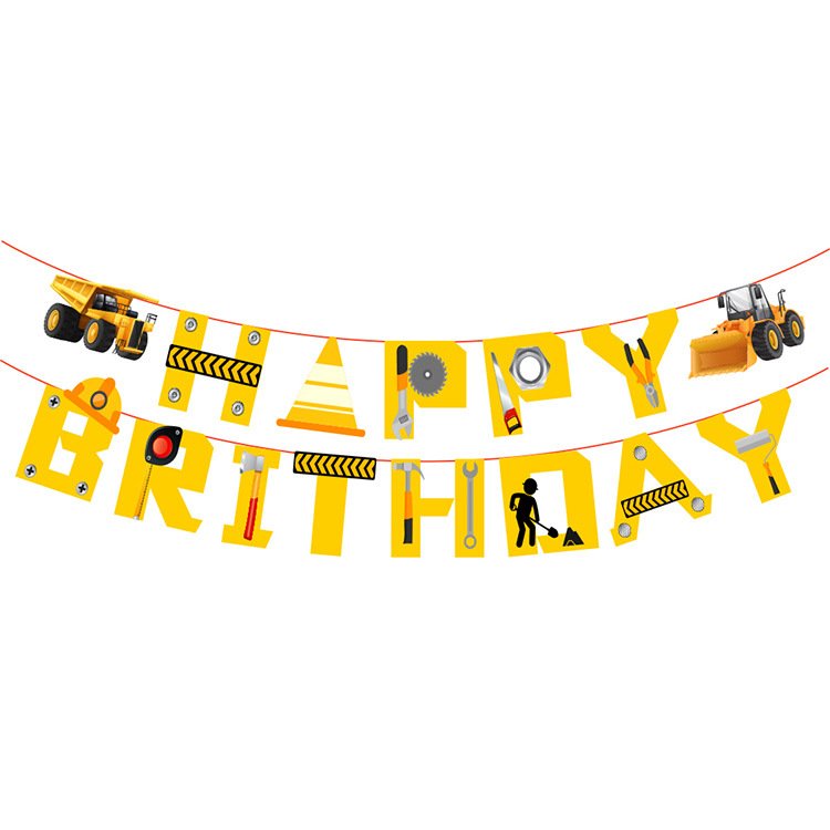 Nicro Construction Theme Baby Shower Party Supplies Tractor Banner Cake Topper Latex Balloon Kids Birthday Party Decoration