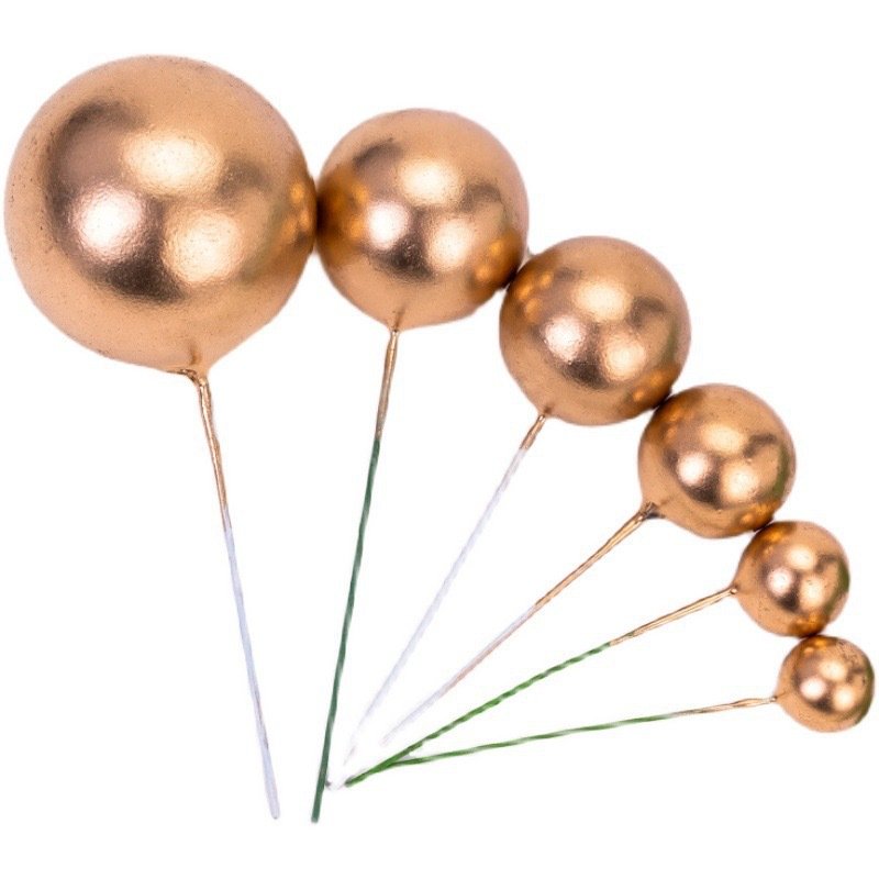 2024 New hot selling Gold and silver cake decorates foam balls cake decorating supplies for birthday party decoration cake