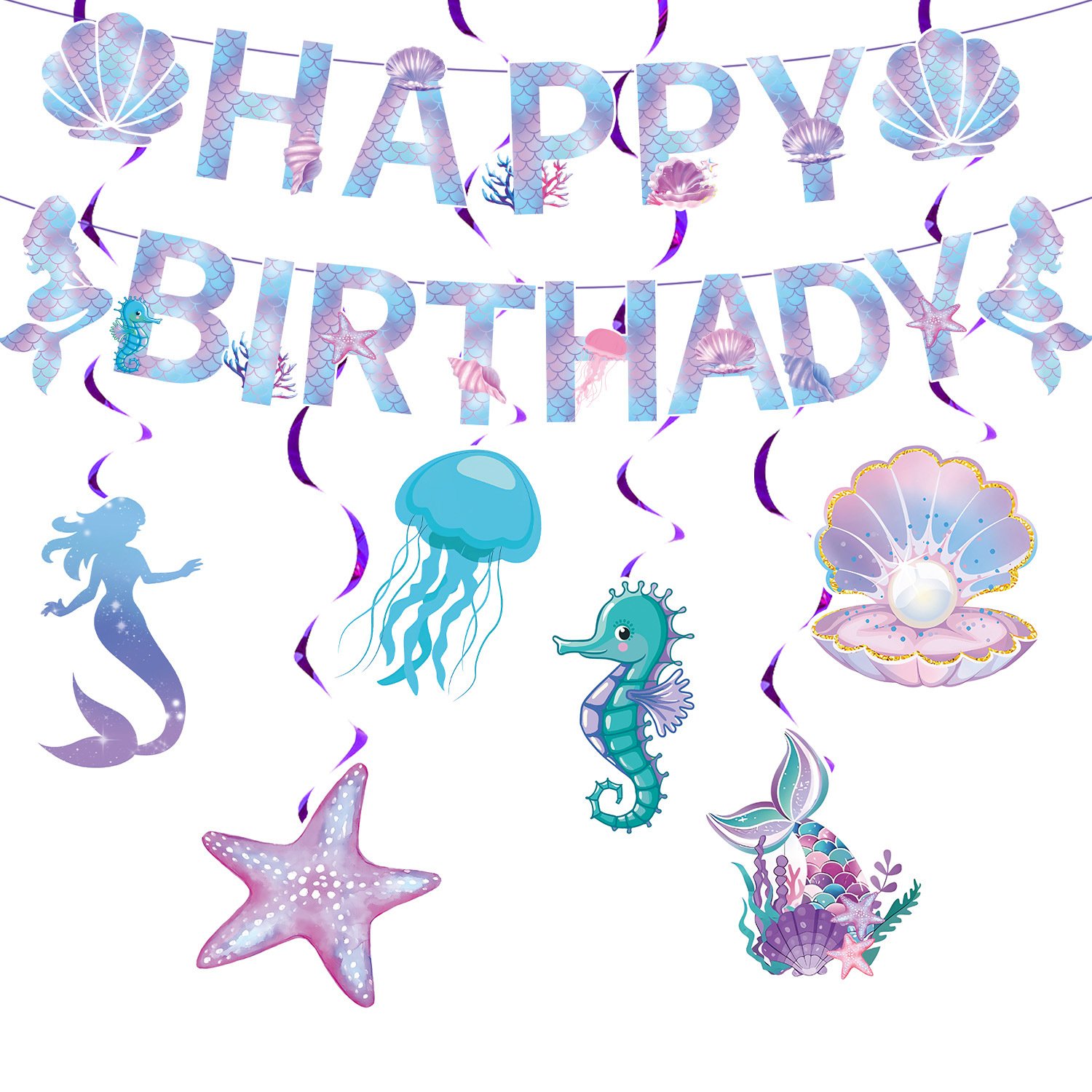 Start Party Little Mermaid Birthday Party Decorations Mermaid Birthday Banner Party Holiday Supplies