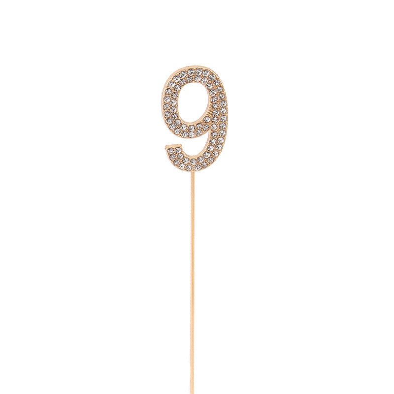 Cupcake Toppers Number 0-9 Bling Rhinestone Decorations Metal Alloy Large Number Glitter Christmas Happy Birthday Cake Toppers