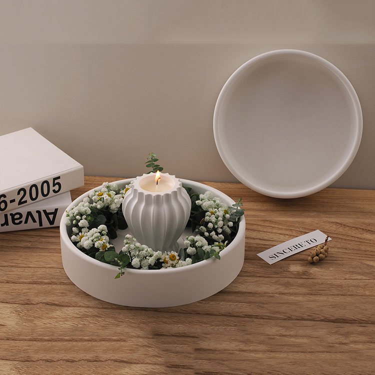 YS Large Round Candle Bowl Silicone Mold Plant Potted Gypsum Storage Box Casting Mould DIY Concrete Flower Pot Making Tool