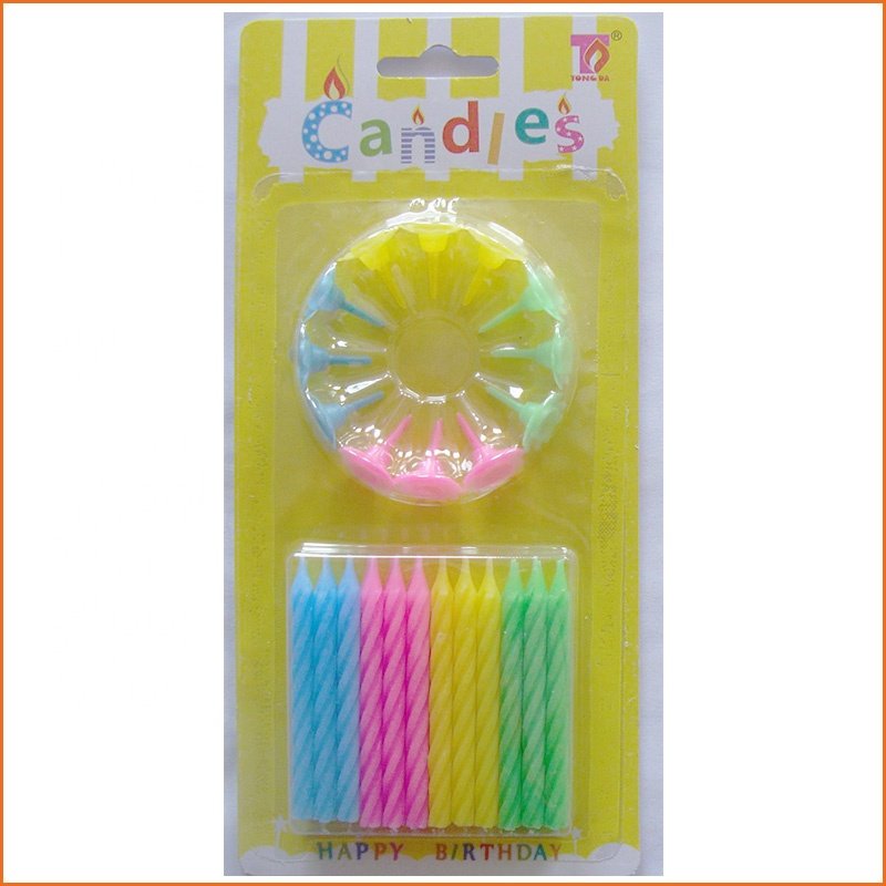 24PCS Package Colorful Rainbow Birthday Spiral Wax Candles