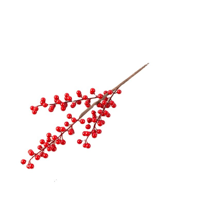 Christmas Atmosphere Layout Supplies Decorative Flowers Wholesale Red Fruit Artificial Holly plastic holly cake decoration