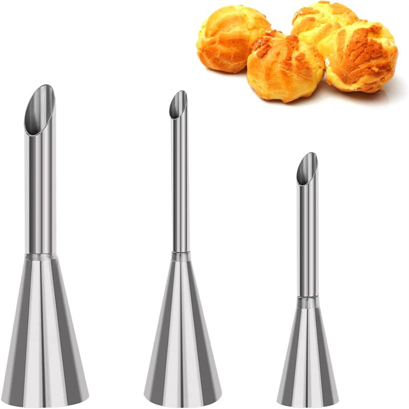 Baking Tools Supplier Kitchen Home 3pcs Piping Puff Decoration 304 Stainless Steel Pastry nozzles piping tips Cake tool Supplier