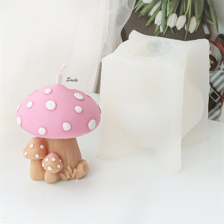 YS Mushroom Family Silicone Candle Molds Gypsum Ornaments Home Decorations Casting Mould DIY Soy Aromatherapy Candle Making