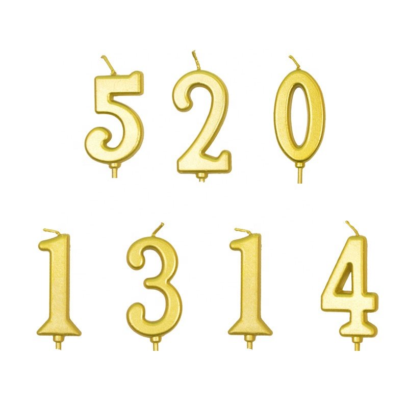 XJH Wholesale Festival Celebration Children Adult Creative Party Decoration 3D Gold Number 0-9 Cake Birthday Candles
