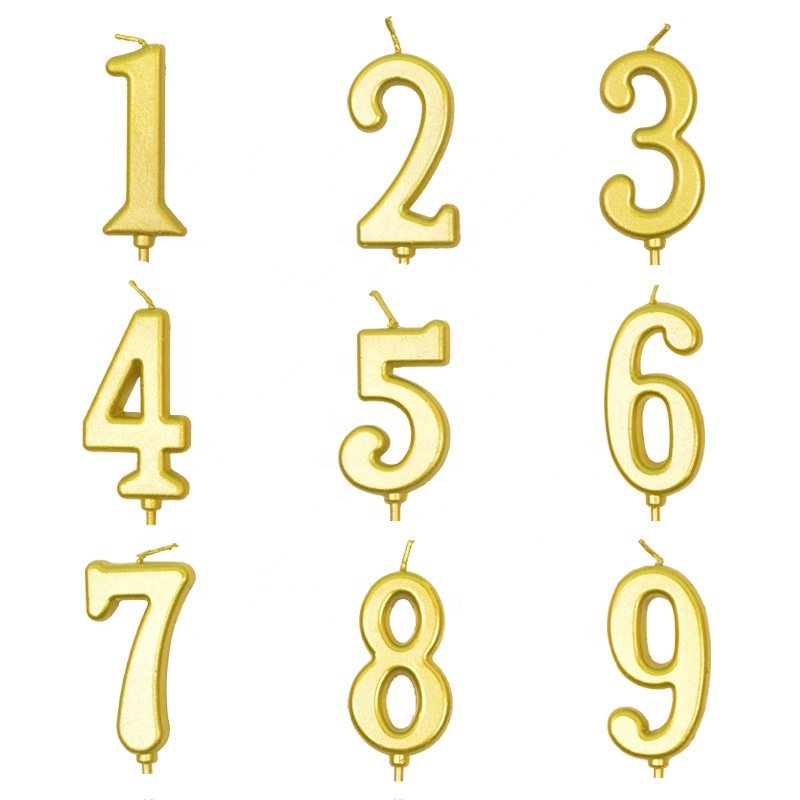 XJH Wholesale Festival Celebration Children Adult Creative Party Decoration 3D Gold Number 0-9 Cake Birthday Candles