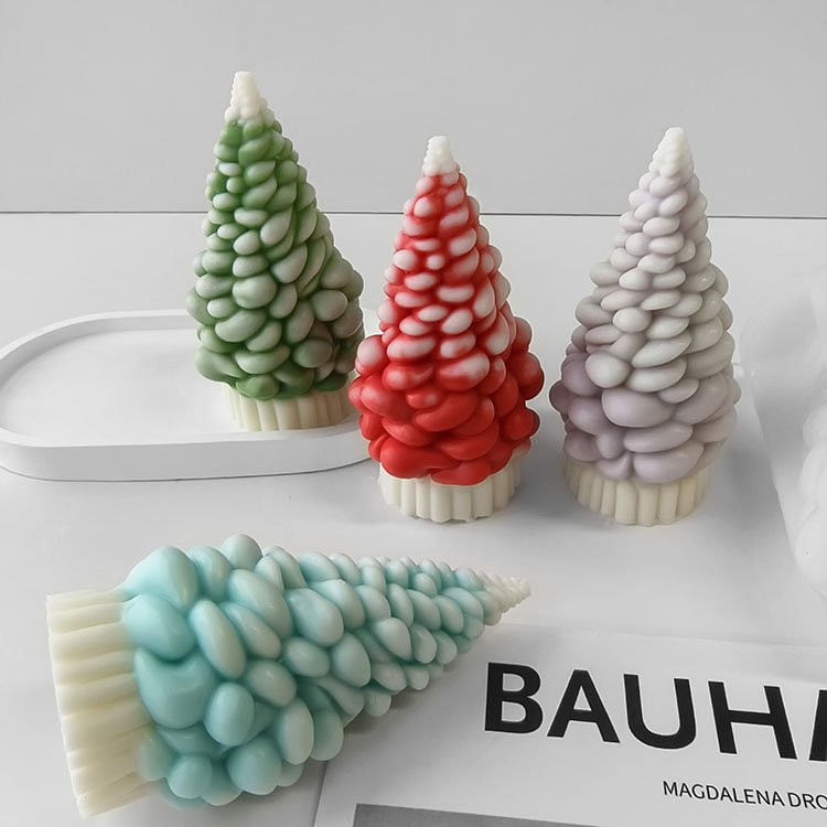 Snowflake Bubble Pine Christmas Tree Silicone Mold Christmas Decorations Gift Casting Mould DIY Aromatherapy Candle Making Tool