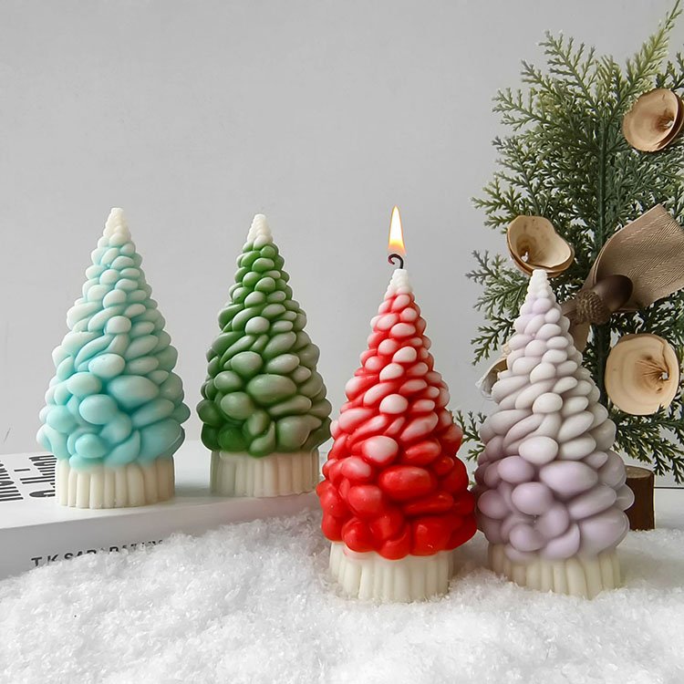 Snowflake Bubble Pine Christmas Tree Silicone Mold Christmas Decorations Gift Casting Mould DIY Aromatherapy Candle Making Tool