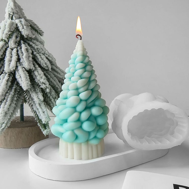 Snowflake Bubble Pine Christmas Tree Silicone Mold Christmas Decorations Gift Casting Mould DIY Aromatherapy Candle Making Tool