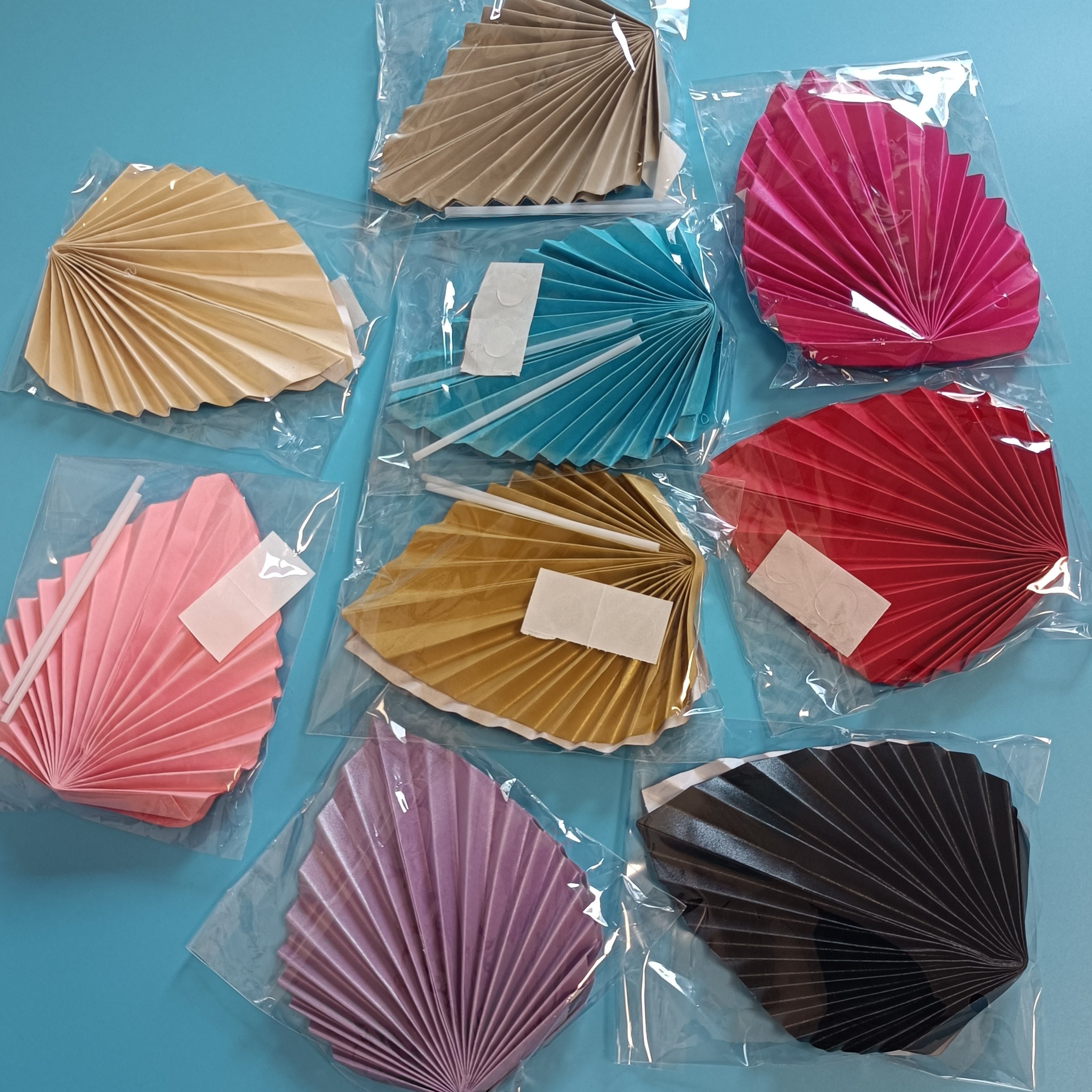 2pcs/bag Factory Customized Color Black Royal Blue Wine Color Paper Folding Fan Cake Topper Palm Leaf Leaf Cake Decoration