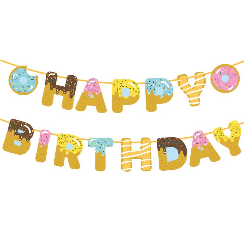Start Party Donut Theme Birthday Party Decorative Pull Flag Small Insert Row Donut Spiral Hanging Party Holiday Supplies