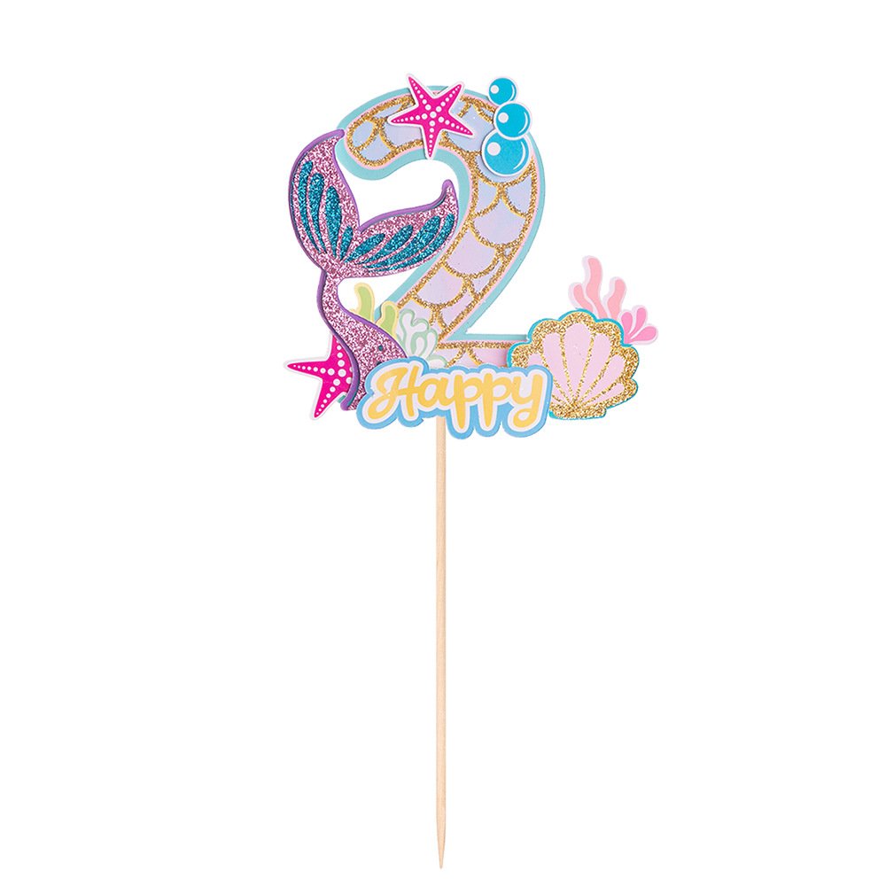 Hot Sale Under The Ocean Sea Theme Laser Cut Superstar Summer Mermaid Cake Topper Decoration