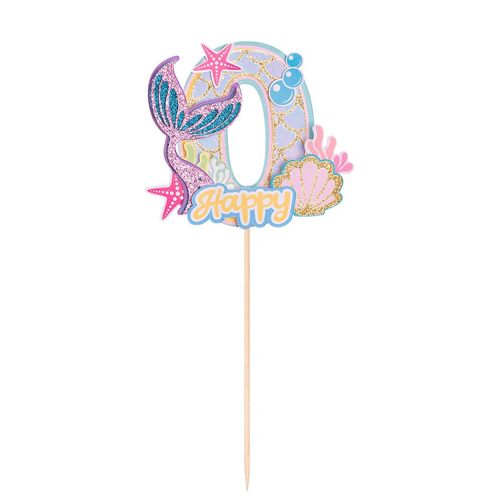 Hot Sale Under The Ocean Sea Theme Laser Cut Superstar Summer Mermaid Cake Topper Decoration