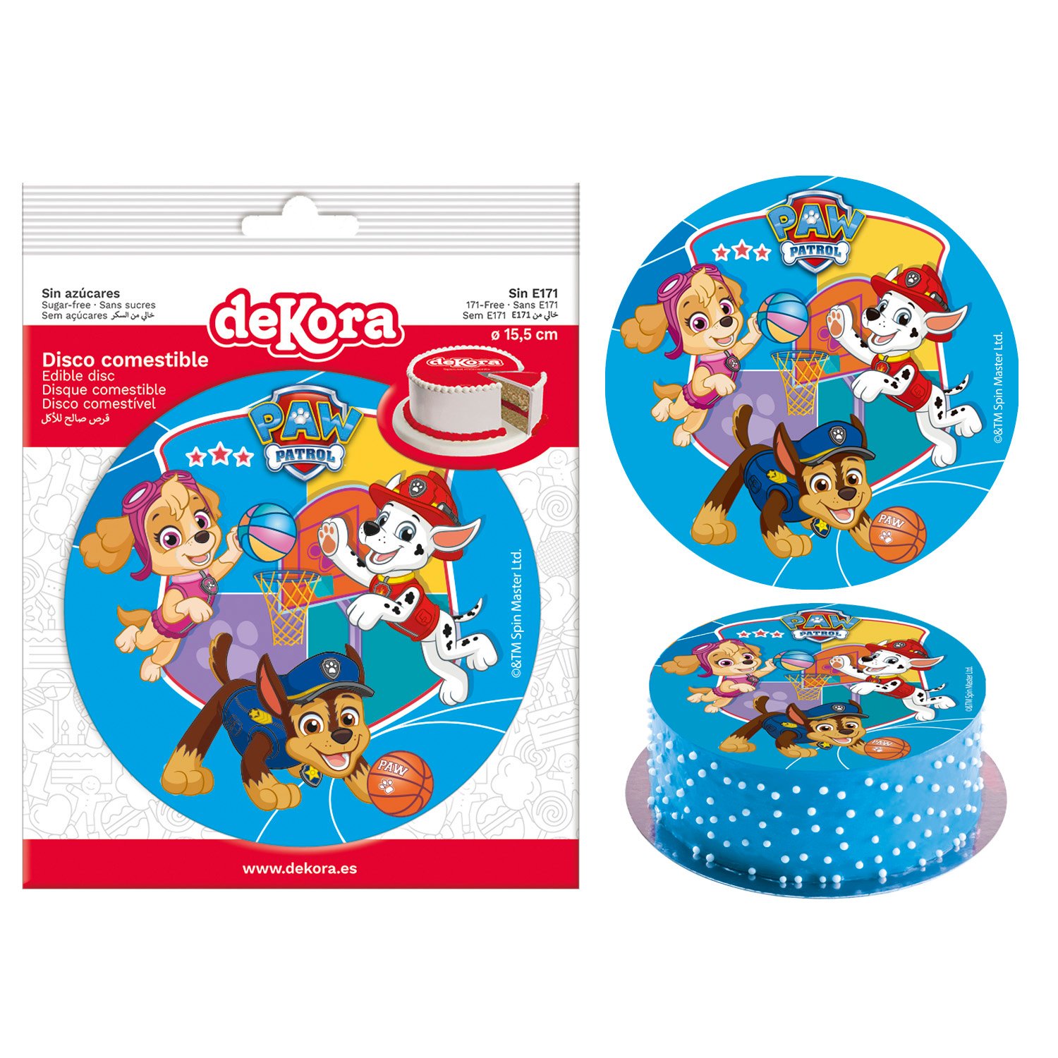 Dekora Brand Box Of 10 Edible Discs For Decorating Cakes With For Paw Patrol Design Dia 15.5cm