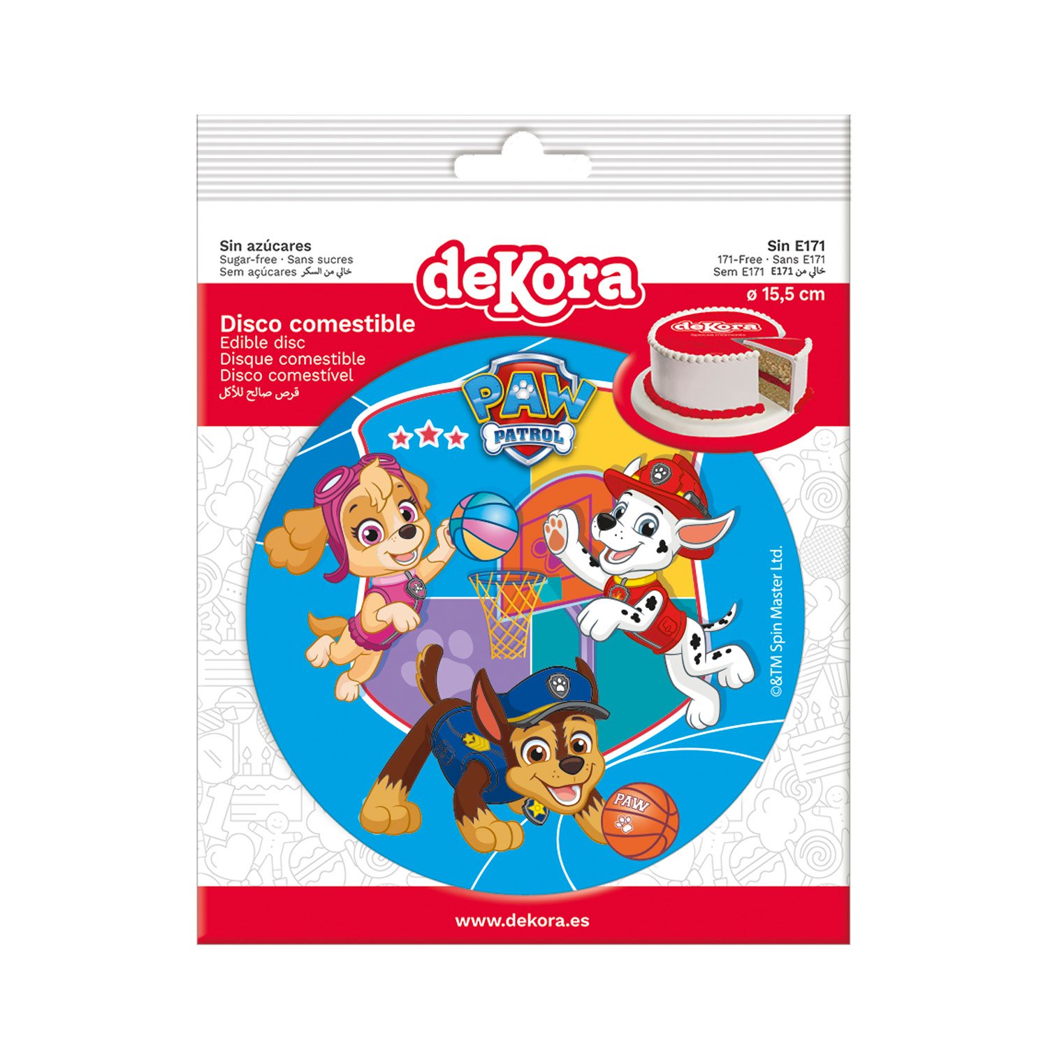 Dekora Brand Box Of 10 Edible Discs For Decorating Cakes With For Paw Patrol Design Dia 15.5cm