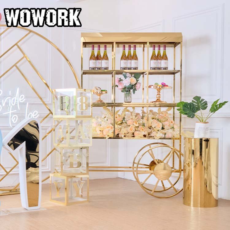 2024 WOWORK gold cylinder cake plinth table stands for birthday party prop decoration supplies