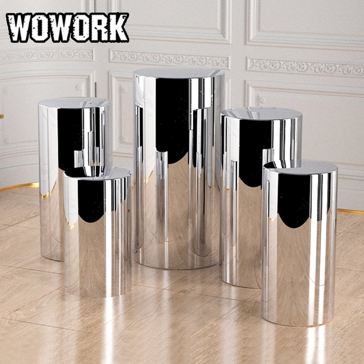 2024 WOWORK gold cylinder cake plinth table stands for birthday party prop decoration supplies