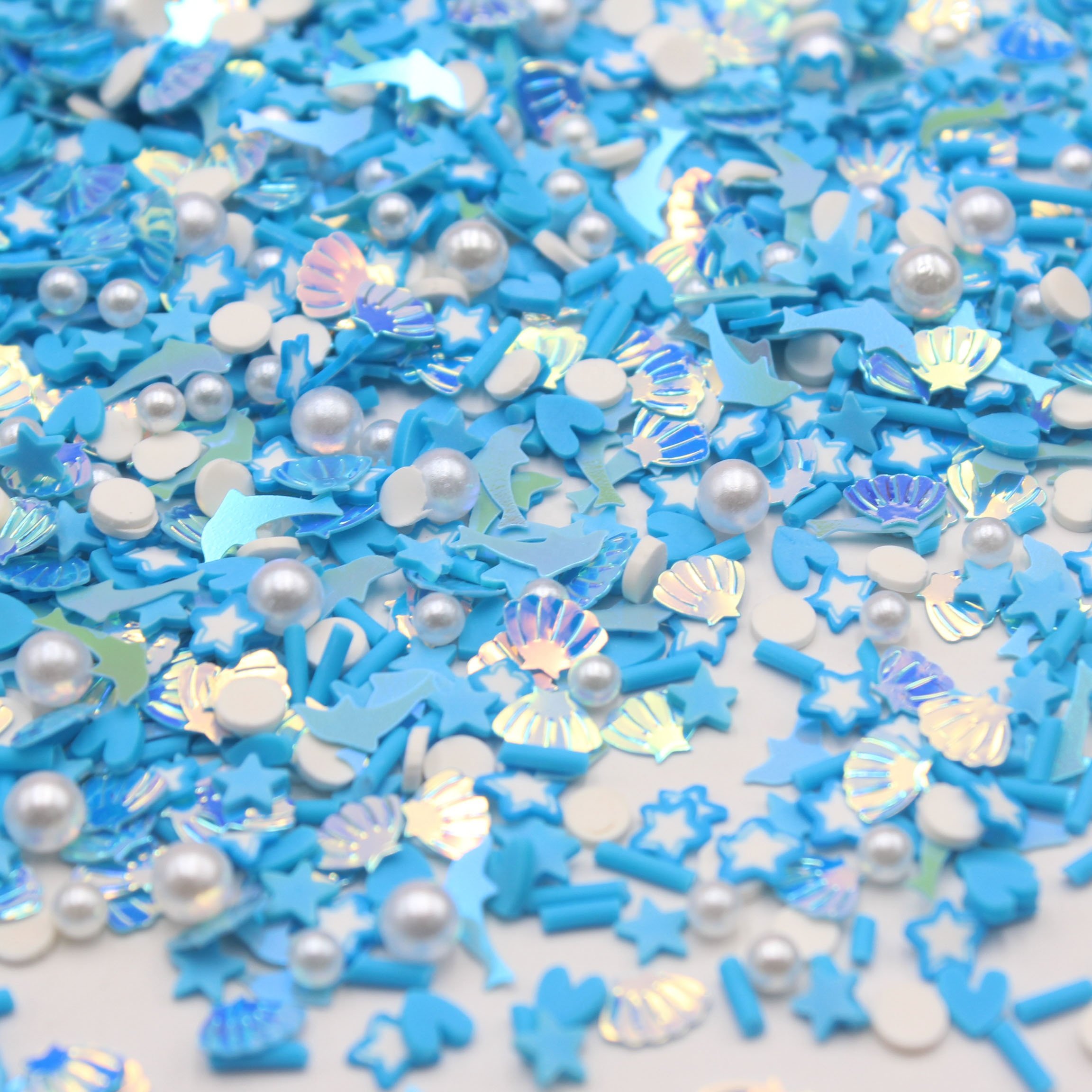 1KG/bag 5mm Heart Clay Slice Mixed Dolphin Shell Sequins Candy Sprinkles Faux Pearls Slime Supplies Filler