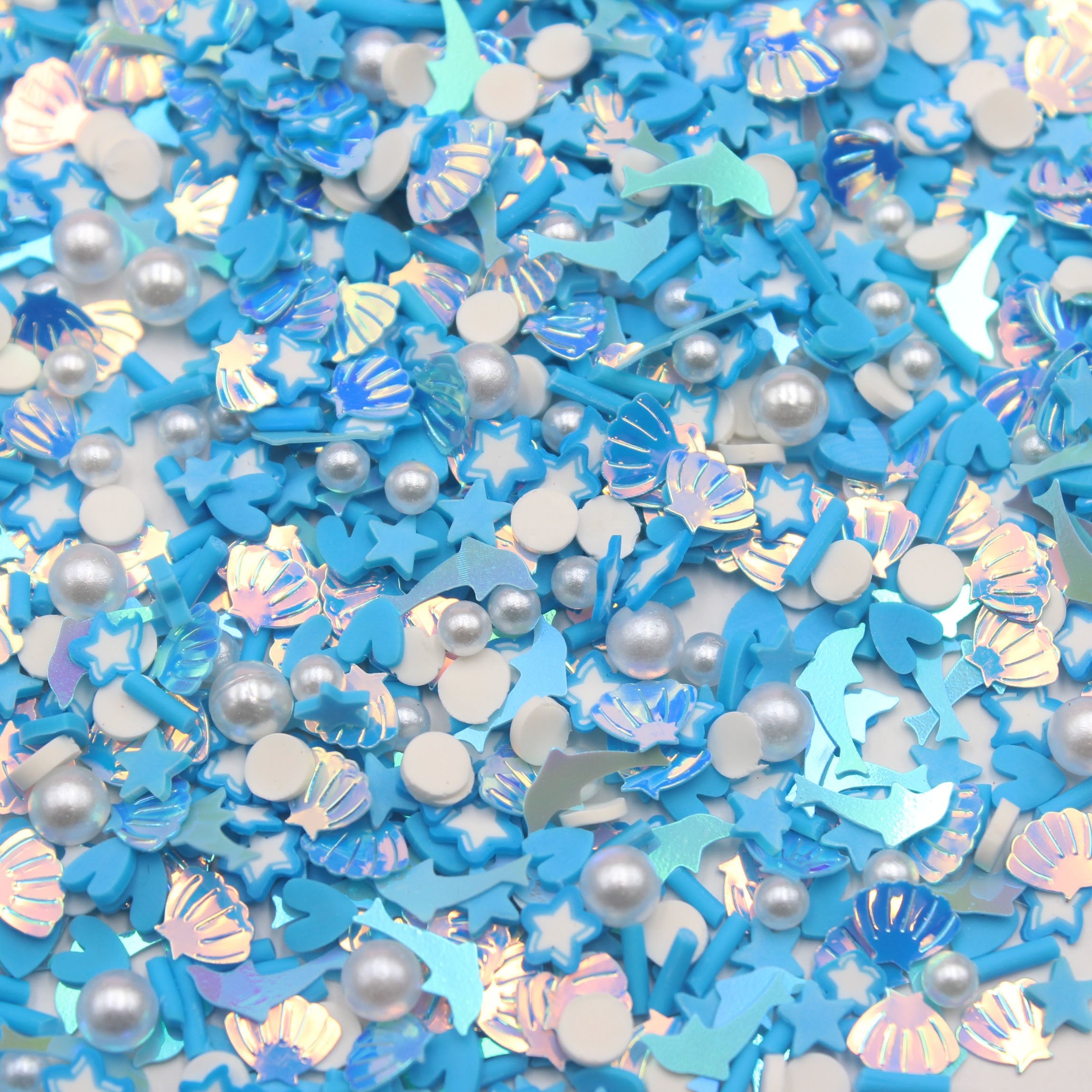 1KG/bag 5mm Heart Clay Slice Mixed Dolphin Shell Sequins Candy Sprinkles Faux Pearls Slime Supplies Filler