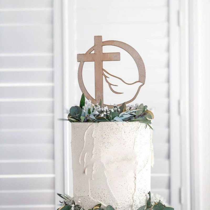 Cake Toppers Supplier High Quality Children's Baptism Festival Cross pigeon Theme Cake Decoration Supplier