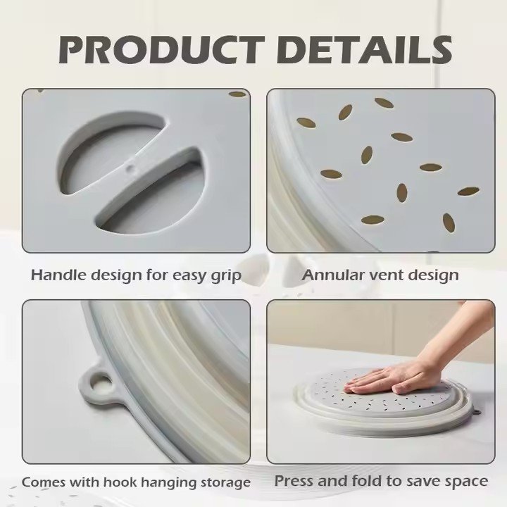 YY 2 in 1 Microwave Place Mat & Food Cover for Splatter Guard Multi-use Collapsible Microwave Splatte Cover for Food kitchenware