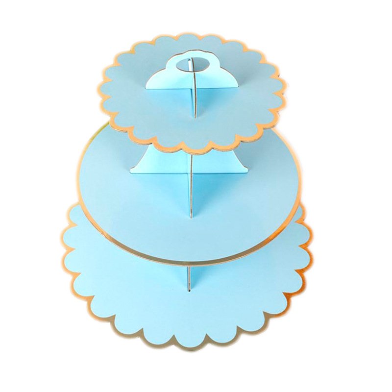 Wholesale Cardboard Cake Stand 3 Tier Paper Dessert Round Cupcake Holder Tower Disposable Pastry for Birthday Afternoon Tea